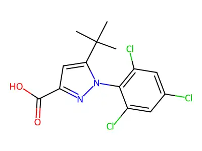 5-(tert-Butyl)-1-(2,4,6-trichlorophenyl)-1H-pyrazole-3-carboxylic acid structure