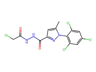 N'3-(2-chloroacetyl)-5-methyl-1-(2,4,6-trichlorophenyl)-1H-pyrazole-3-carbohydrazide structure