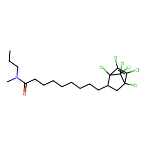 9-(1,4,5,6,7,7-hexachlorobicyclo[2.2.1]hept-5-en-2-yl)-n-methyl-n-propylnonanamide structure