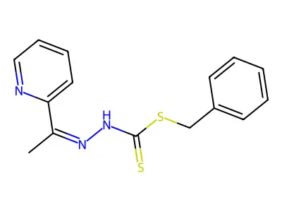Benzyl hydrogen [1-(pyridin-2-yl)ethylidene]carbonodithiohydrazonate structure
