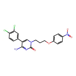 4-Amino-5-(3,4-dichlorophenyl)-1-[3-(4-nitrophenoxy)propyl]pyrimidin-2-one structure