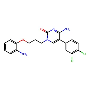 4-Amino-1-[3-(2-aminophenoxy)propyl]-5-(3,4-dichlorophenyl)pyrimidin-2-one structure