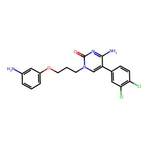 4-Amino-1-[3-(3-aminophenoxy)propyl]-5-(3,4-dichlorophenyl)pyrimidin-2-one structure
