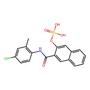 N-(4-chloro-2-methylphenyl)-3-(phosphonooxy)naphthalene-2-carboxamide structure