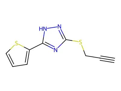 3-(prop-2-yn-1-ylsulfanyl)-5-(thiophen-2-yl)-4H-1,2,4-triazole structure