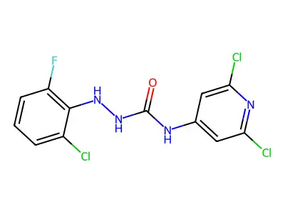 N1-(2,6-dichloro-4-pyridyl)-2-(2-chloro-6-fluorophenyl)hydrazine-1-carboxamide structure