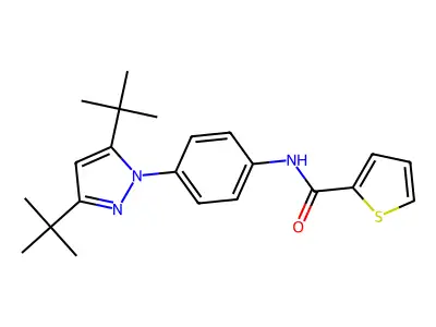 N-[4-(3,5-di-tert-butyl-1H-pyrazol-1-yl)phenyl]thiophene-2-carboxamide structure