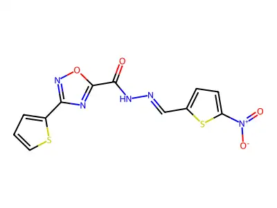 3-(2-Thienyl)-1,2,4-oxadiazole-5-carboxylic acid 2-[(5-nitro-2-thienyl)methylene]hydrazide structure