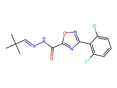 3-(2-Chloro-6-fluorophenyl)-1,2,4-oxadiazole-5-carboxylic acid 2-(2,2-dimethylpropylidene)hydrazide structure