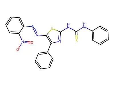 (1E)-1-[(5E)-5-[(2-nitrophenyl)hydrazinylidene]-4-phenyl-1,3 structure
