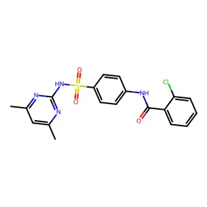 2-chloro-N-(4-{[(4,6-dimethyl-2-pyrimidinyl)amino]sulfonyl}phenyl)benzamide structure