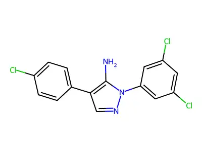 4-(4-chlorophenyl)-1-(3,5-dichlorophenyl)-1H-pyrazol-5-amine structure