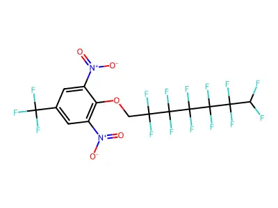 2-[(2,2,3,3,4,4,5,5,6,6,7,7-dodecafluoroheptyl)oxy]-1,3-dinitro-5-(trifluoromethyl)benzene structure