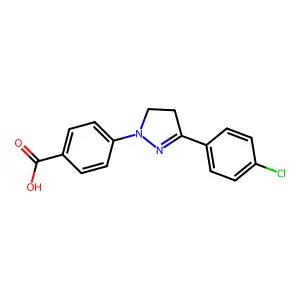 4-[3-(4-chlorophenyl)-4,5-dihydro-1H-pyrazol-1-yl]benzoic acid structure