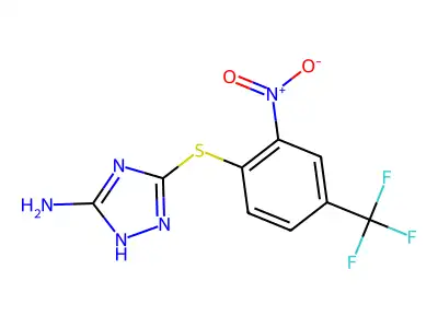 5-{[2-nitro-4-(trifluoromethyl)phenyl]sulfanyl}-1H-1,2,4-triazol-3-amine structure