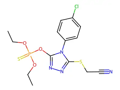 2-({4-(4-chlorophenyl)-5-[(diethoxyphosphorothioyl)oxy]-4H-1,2,4-triazol-3-yl}thio)acetonitrile structure