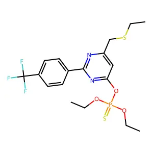 O,O-diethyl O-{6-[(ethylthio)methyl]-2-[4-(trifluoromethyl)phenyl]pyrimidin-4-yl} phosphothioate structure