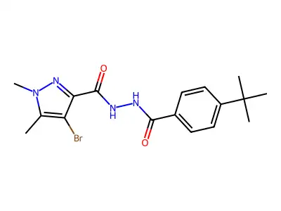 N'3-[4-(tert-butyl)benzoyl]-4-bromo-1,5-dimethyl-1H-pyrazole-3-carbohydrazide structure