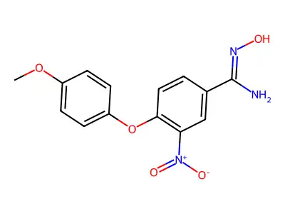 N'-hydroxy-4-(4-methoxyphenoxy)-3-nitrobenzenecarboximidamide structure
