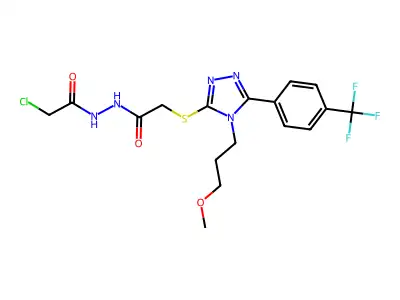 N'1-(2-chloroacetyl)-2-({4-(3-methoxypropyl)-5-[4-(trifluoromethyl)phenyl]-4H-1,2,4-triazol-3-yl}thio)ethanohydrazide structure