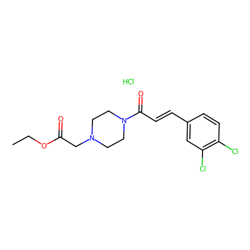 1-Piperazineacetic acid, 4-(3,4-dichlorocinnamoyl)-, ethyl ester, hydrochloride structure