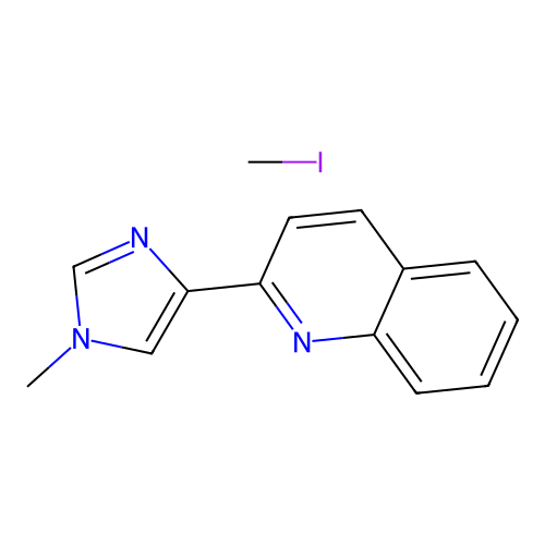 Imidazole, 1-methyl-4-(2-quinolyl)-, monomethiodide structure