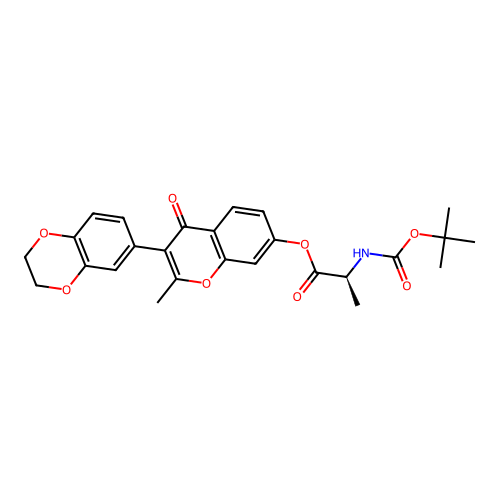 (S)-3-(2,3-dihydrobenzo[b][1,4]dioxin-6-yl)-2-methyl-4-oxo-4H-chromen-7-yl 2-((tert-butoxycarbonyl)amino)propanoate structure