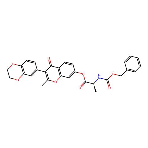 (S)-3-(2,3-dihydrobenzo[b][1,4]dioxin-6-yl)-2-methyl-4-oxo-4H-chromen-7-yl 2-(((benzyloxy)carbonyl)amino)propanoate structure