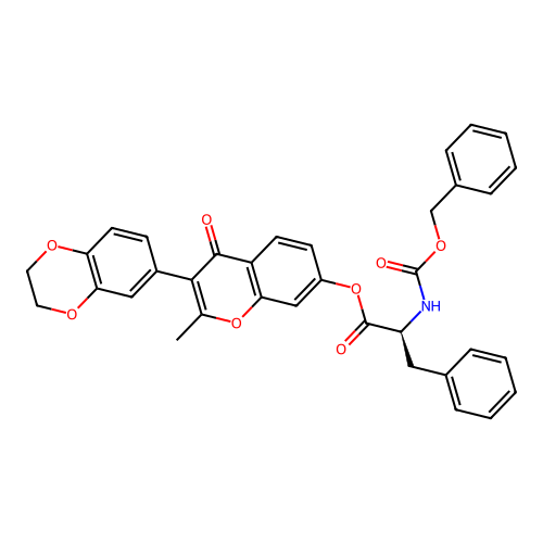 (S)-3-(2,3-dihydrobenzo[b][1,4]dioxin-6-yl)-2-methyl-4-oxo-4H-chromen-7-yl 2-(((benzyloxy)carbonyl)amino)-3-phenylpropanoate structure