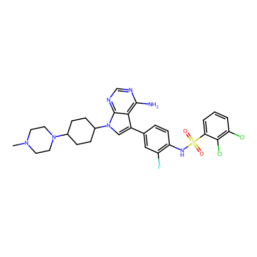 N-(4-(4-AMINO-7-((1R,4R)-4-(4-METHYLPIPERAZIN-1-YL)CYCLOHEXYL)-7H-PYRROLO[2,3-D]PYRIMIDIN-5-YL)-2-FLUOROPHENYL)-2,3-DICHLOROBENZENESULFONAMIDE structure