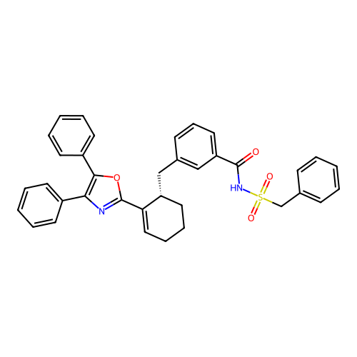 Benzamide, 3-(((1S)-2-(4,5-diphenyl-2-oxazolyl)-2-cyclohexen-1-yl)methyl)-N-((phenylmethyl)sulfonyl)- structure