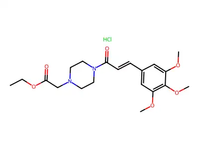 Ethyl {4-[3-(3,4,5-trimethoxyphenyl)prop-2-enoyl]piperazin-1-yl}acetate structure
