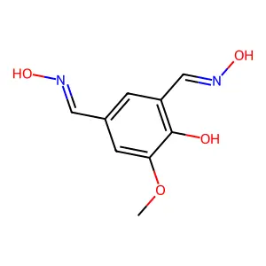 4-Hydroxy-5-methoxy-1,3-benzenedicarboxaldehyde 1,3-dioxime structure