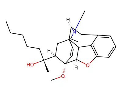 6,14-Ethenomorphinan-7-methanol, alpha,17-dimethyl-4,5-epoxy-6-methoxy-alpha-pentyl-, (5-alpha,7-alpha(R))- structure