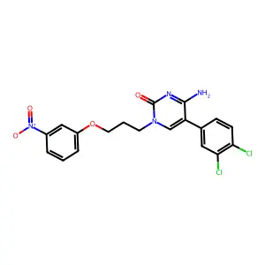 4-Amino-5-(3,4-dichlorophenyl)-1-[3-(3-nitrophenoxy)propyl]pyrimidin-2-one structure