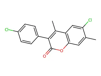 6-Chloro-3-(4-chlorophenyl)-4,7-dimethylchromen-2-one structure