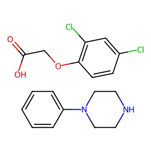 2-(2,4-Dichlorophenoxy)acetic acid; 1-phenylpiperazine structure