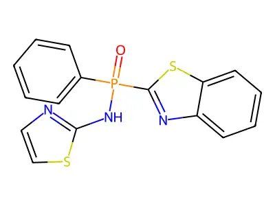 N-[1,3-benzothiazol-2-yl(phenyl)phosphoryl]-1,3-thiazol-2-amine structure
