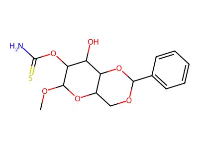 Methyl 4,6-O-benzylidene-2-O-carbamothioylhexopyranoside structure
