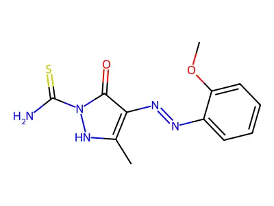 (4Z)-4-[2-(2-methoxyphenyl)hydrazinylidene]-3-methyl-5-oxo-4,5-dihydro-1H-pyrazole-1-carbothioamide structure
