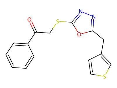 1-Phenyl-2-((5-(3-thienylmethyl)-1,3,4-oxadiazol-2-yl)thio)ethanone structure