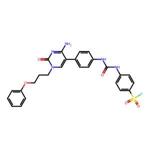 4-[[4-[4-amino-2-oxo-1-(3-phenoxypropyl)pyrimidin-5-yl]phenyl]carbamoylamino]benzenesulfonyl fluoride structure