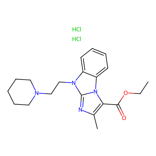 ethyl 2-methyl-4-(2-piperidin-1-ylethyl)imidazo[1,2-a]benzimidazole-1-carboxylate dihydrochloride structure