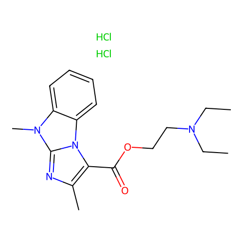 2-diethylaminoethyl 2,4-dimethylimidazo[1,2-a]benzimidazole-1-carboxylate dihydrochloride structure
