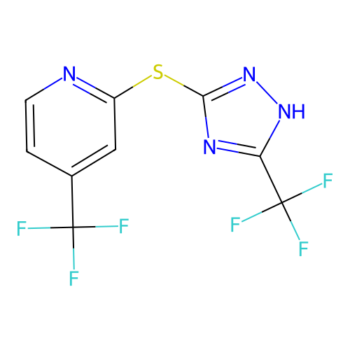 4-(trifluoromethyl)-2-{[5-(trifluoromethyl)-4H-1,2,4-triazol-3-yl]thio}pyridine structure