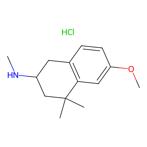 2-Naphthylamine, 1,2,3,4-tetrahydro-6-methoxy-N,4,4-trimethyl-, hydrochloride structure