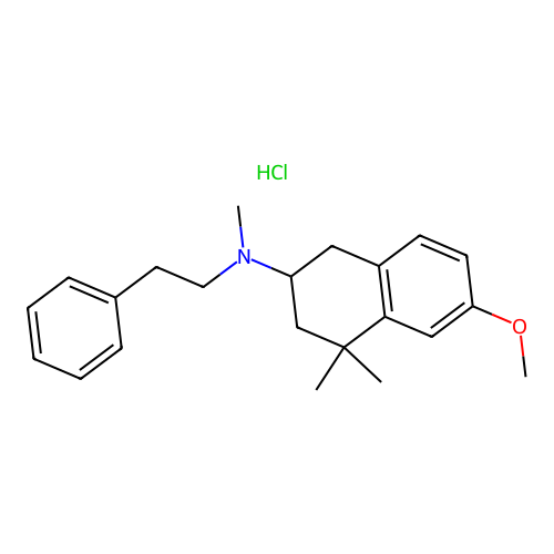 2-Naphthalenamine, 1,2,3,4-tetrahydro-6-methoxy-N,4,4-trimethyl-N-(2-phenylethyl)-, hydrochloride structure