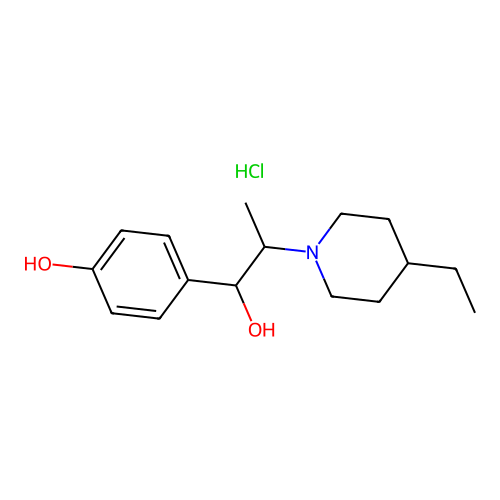 1-Piperidineethanol, 4-ethyl-alpha-(p-hydroxyphenyl)-beta-methyl-, hydrochloride structure