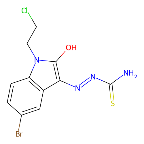[(Z)-[5-bromo-1-(2-chloroethyl)-2-oxoindol-3-ylidene]amino]thiourea structure