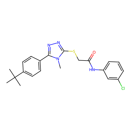 2-((5-(4-(tert-butyl)phenyl)-4-methyl-4H-1,2,4-triazol-3-yl)thio)-N-(3-chlorophenyl)acetamide structure